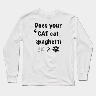 Cat eating spaghetti Long Sleeve T-Shirt